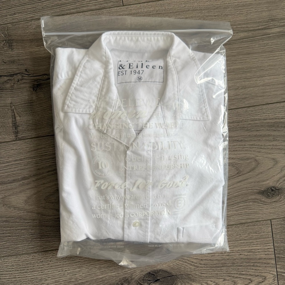 Frank & Eileen Shirley Oversized Button Up Shirt White Brushed Oxford - Picture 2 of 6